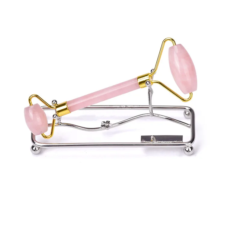 High quality facial massager face lift rose quartz natural jade stone crystal massage roller