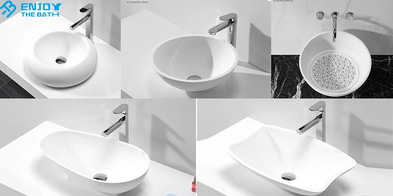 Two Intergrated Shallow Wash Basin Bathroom Sink for Bathtop Products Fabrication Stone 2020 New Shampoo Sinks Solid Surface ETB