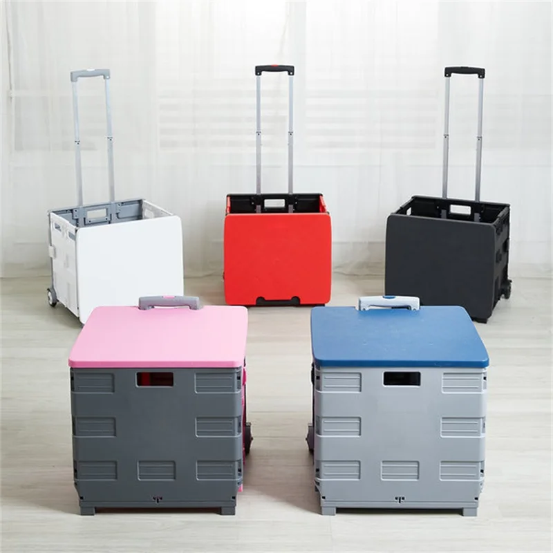 Small Quik Cart Collapsible Rolling Crate on Small folding food supermarket 3 wheels climbing luggage foldable shopping trolleys