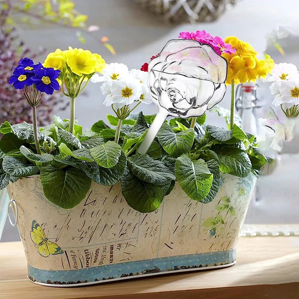Rose Flower Shaped Automatic Self Water Bulbs Plastic Watering Device Bulbs Drip Irrigation Device Eco-friendly