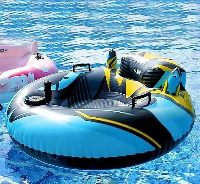 Luxury Electric Floating Pool Lounger with Cup Holder Inflatable Ride-On Watercraft Inflatable Float Motorized Pool Lounge