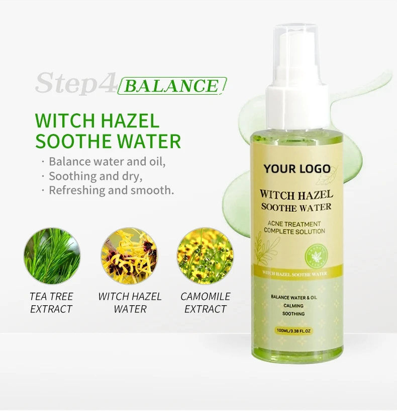 Private Label Witch Hazel Soothe Water Aloe Vera Toner Skin Care Soothing Refreshing Calming Water Wholesale Face Skin Toner