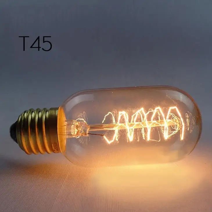 110V E26 Edison Light Bulbs T45 40w Vintage Antique Tungsten Filament Incandescent Bulb