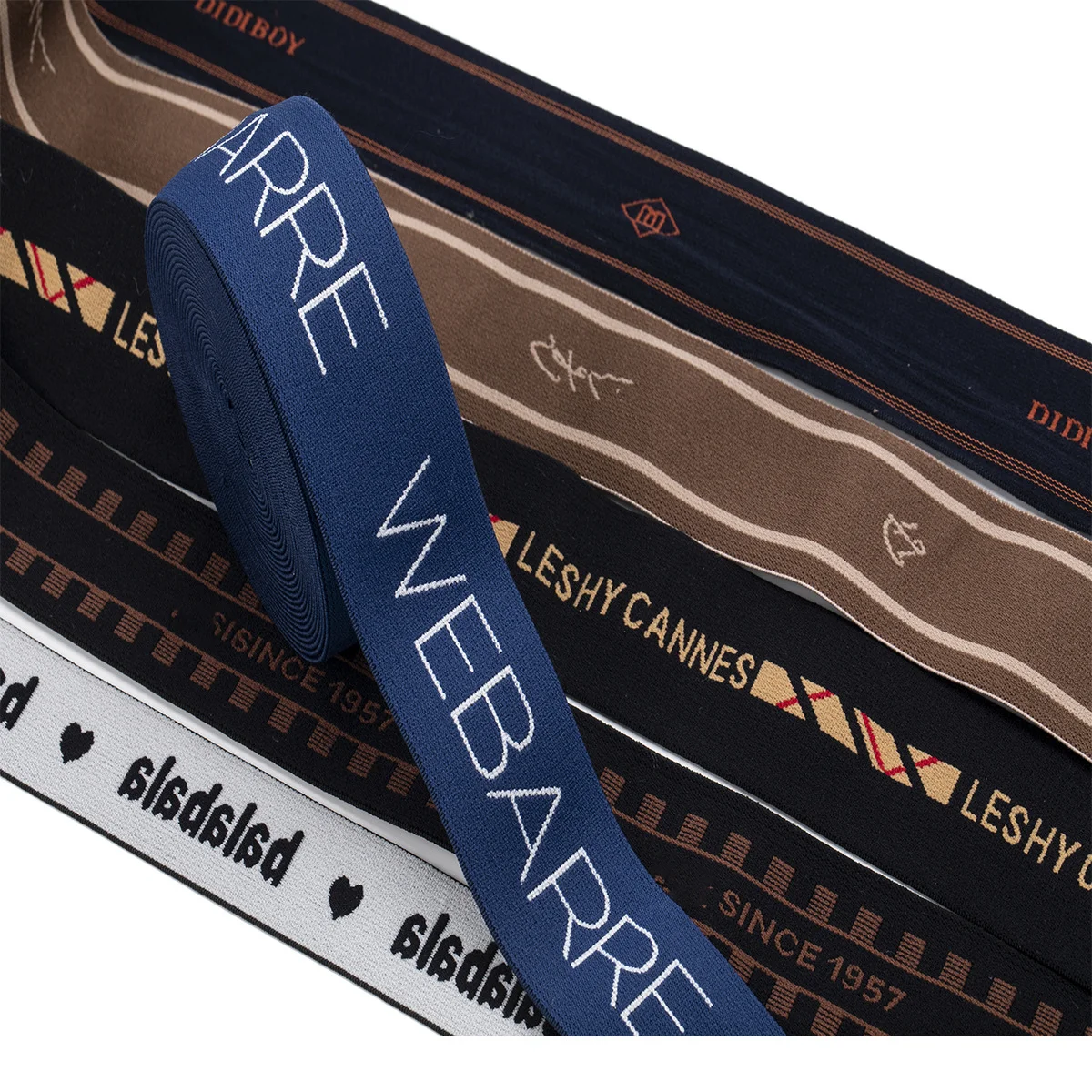 Factory High Strength Elastic Web Band Boxer Shorts Waistband  Jacquard Embroidered Logo Underwear Elastic Bands Boxer Waistband