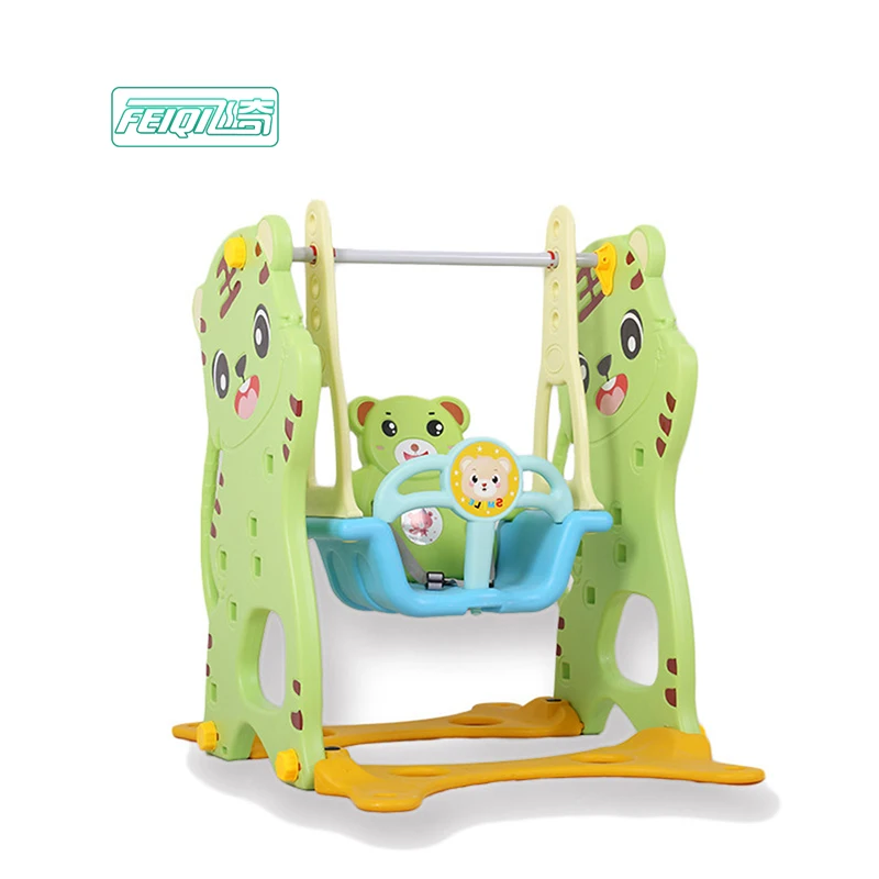 Kids indoor plastic playground swing chair set for