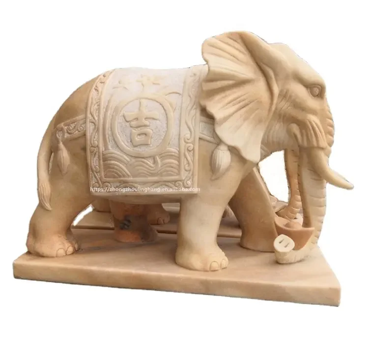 Life size modern style sunset red elephant stone sculptures