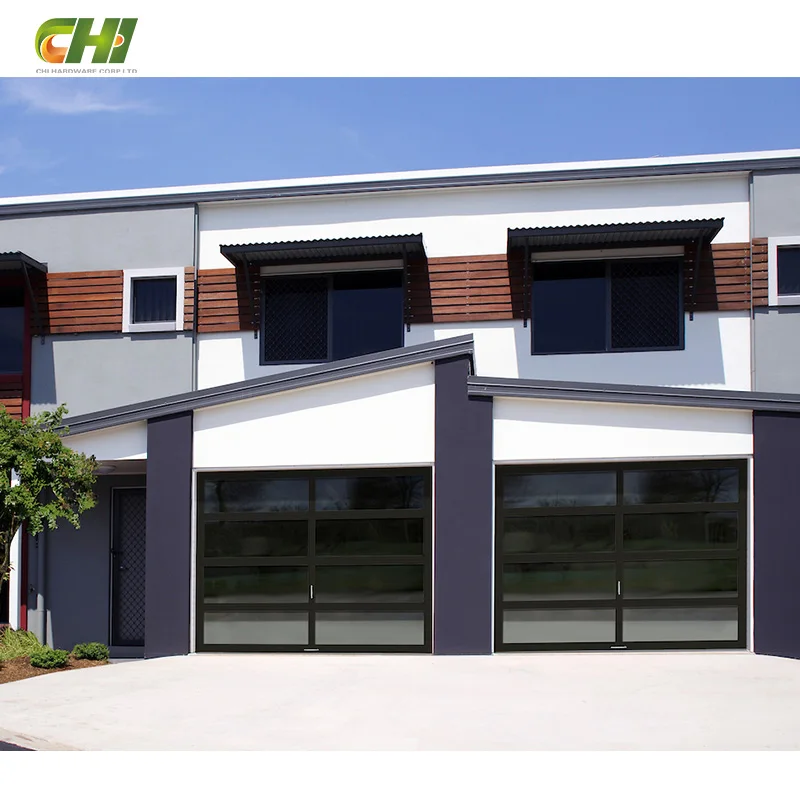 CHI Automatic Aluminum Glass Panel Garage Door USA Full View 16X8 Sectional Overhead Garage Doors