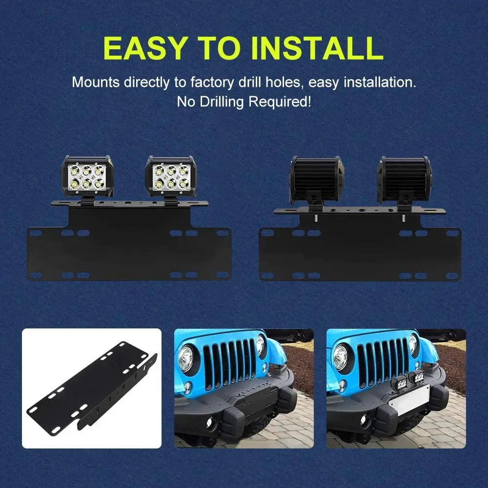 Universal Heavy Duty Front BumperBbull Bar License Plate Mount Bracket Holder Compatible With LED Light Bar