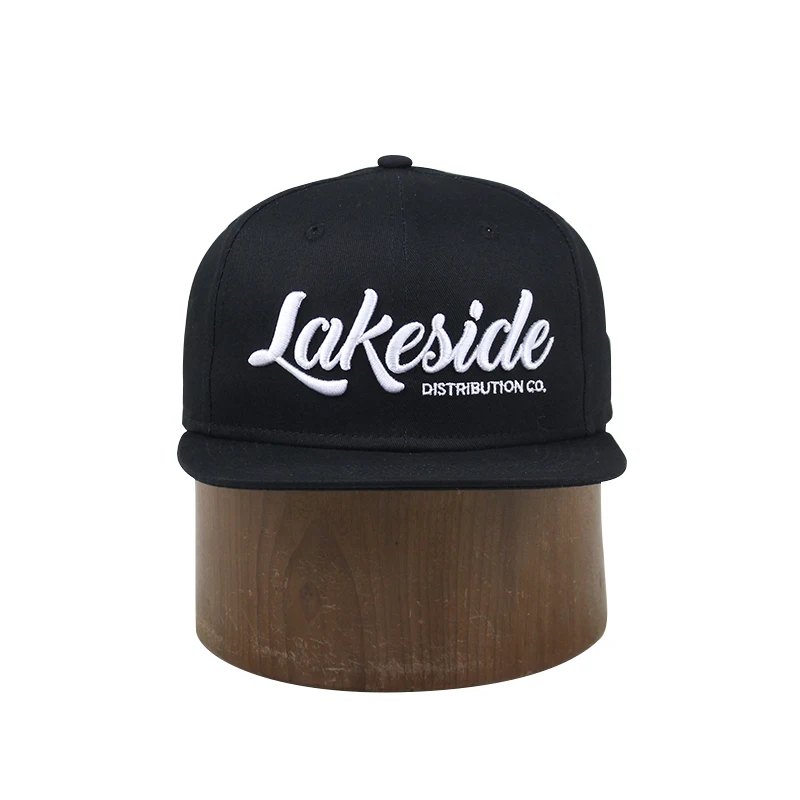 Custom 100% Cotton Snapback/6 Panel 3D Embroidery Logo Flat Brim Snapback Hats