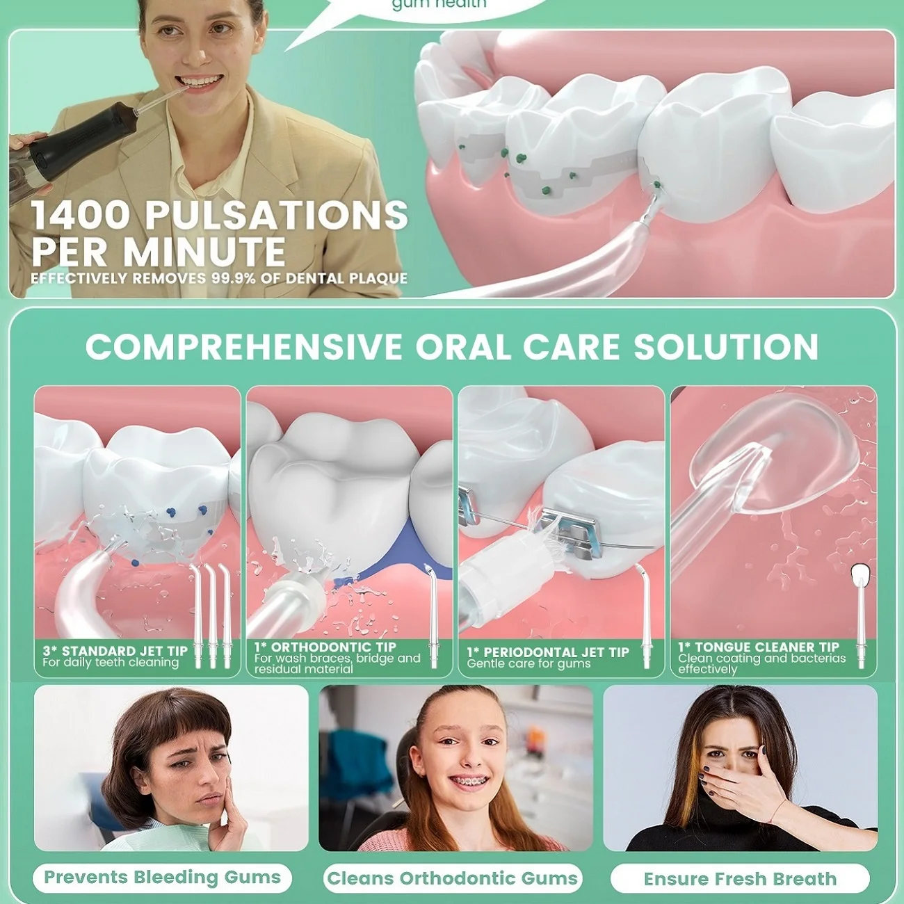 AIRROBO UAS Ship Portable Waterproof Oral Irrigator Recharge IPX7 Waterproof Travel Teeth Cleaner Smart Water Dental Flossers