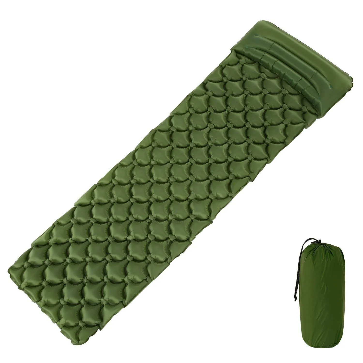 2022 Camping Backpacking Compact Ultralight Sleeping Air Pad Insulated Inflatable Camping Mat Sleeping Pad With Pillow