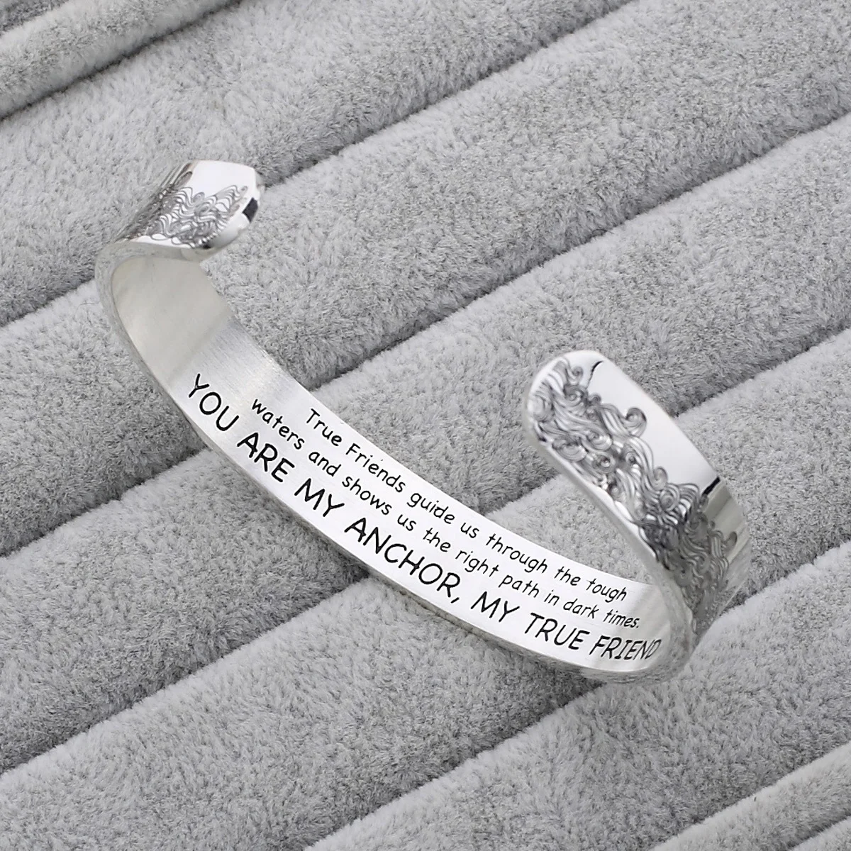 
Wholesale Stainless Steel Bangle sea wave pattern bracelet Custom Engraved text Bracelets 