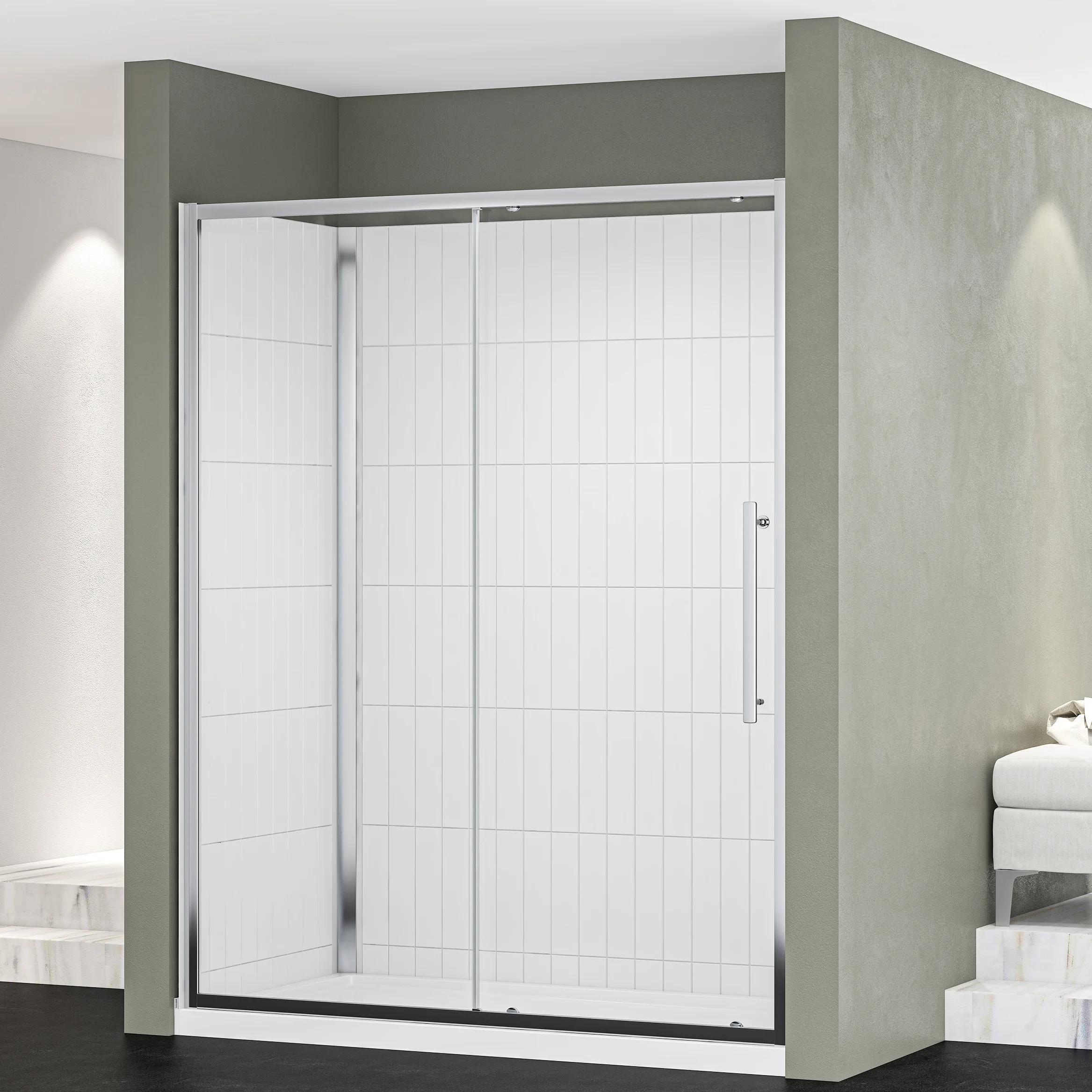 Easy to Install 6 mm Tempered Glass Rectangular Shower Kit  Room Shower Glass Room With Glass Shelf And Shower Base