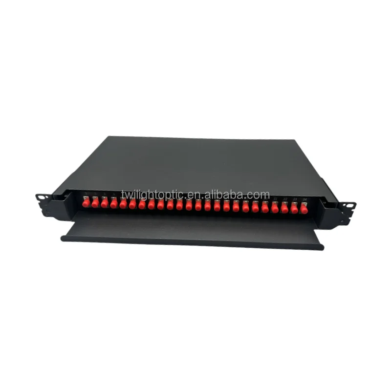 Home fibre optic broadband rack mounted distribution box 24 core sc/fc/st/lc connector jumper cord 1u 19 inch patch panel odf