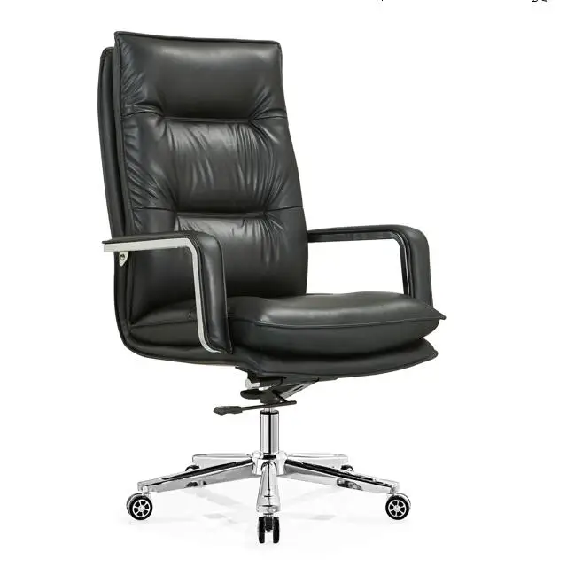 Современные роскошные Стильные черные кожаные поворотные офисные деловые стулья для рабочего места