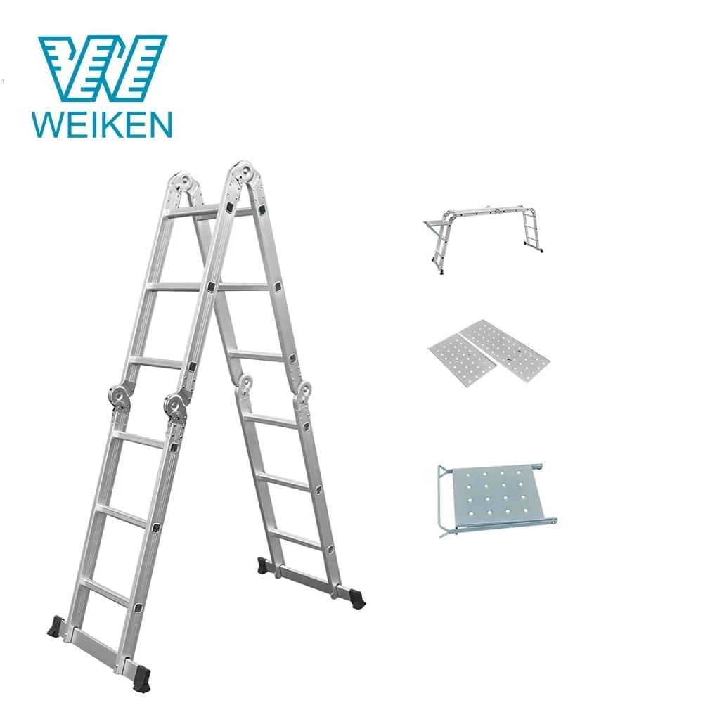 4X3 steps aluminum multipurpose ladder with steel plate and side platform