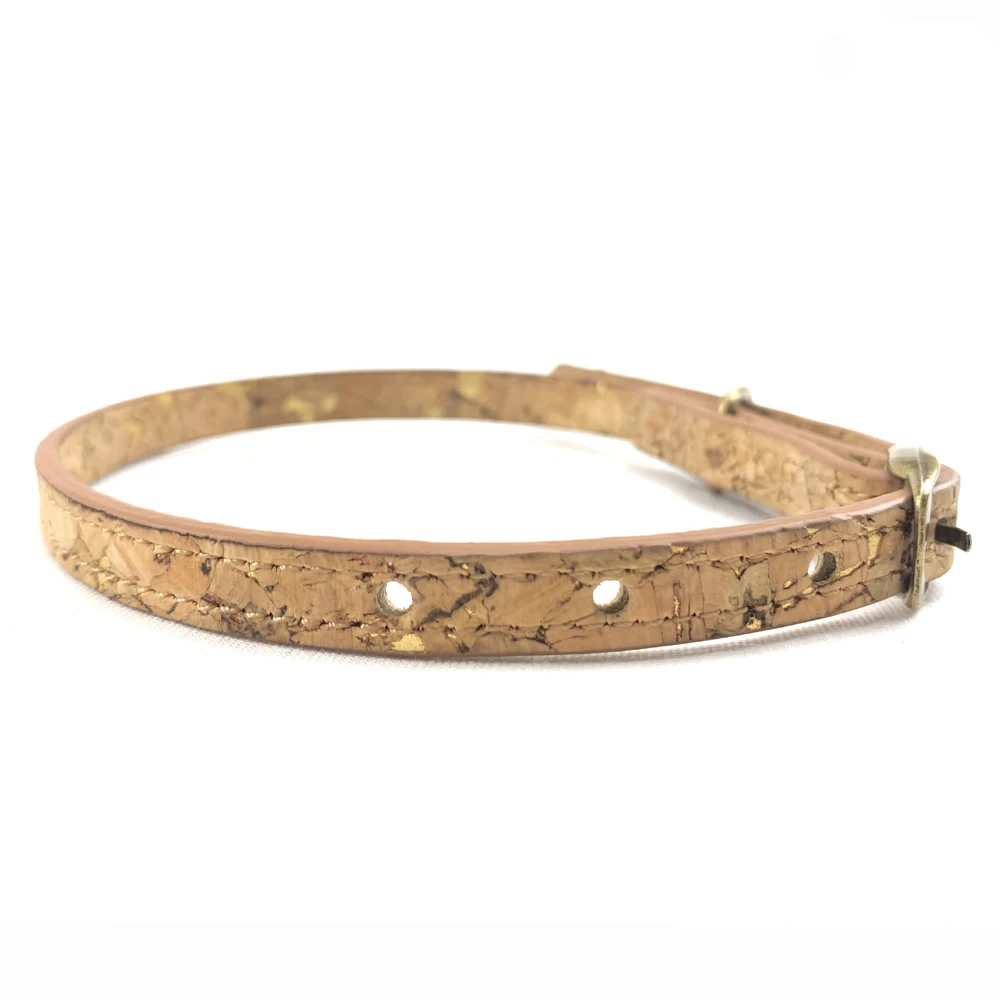 Wholesale Manufacturer Cork Pet Dog Collar Leash Set Hardware Gold Flex Natural Eco Friendly with Brass Training Running