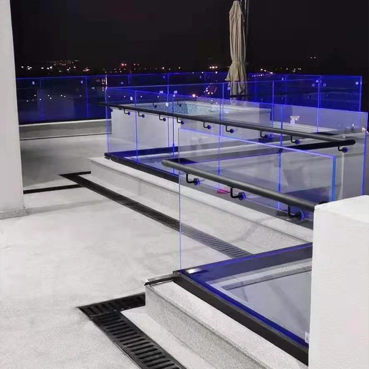 Glass balustrade railing for outdoor steps glass handrail fence double glazed handrails balustrade aluminium railing for balcony