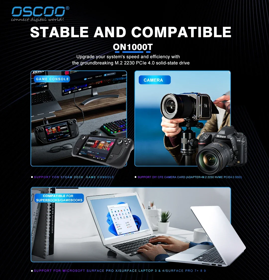 OSCOO 2230 PCIe4 NVMe SSD жесткий диск 1 ТБ 512 ГБ 256 диско Дуро 2 консоль Паровая площадка игра 5500 Мб/с