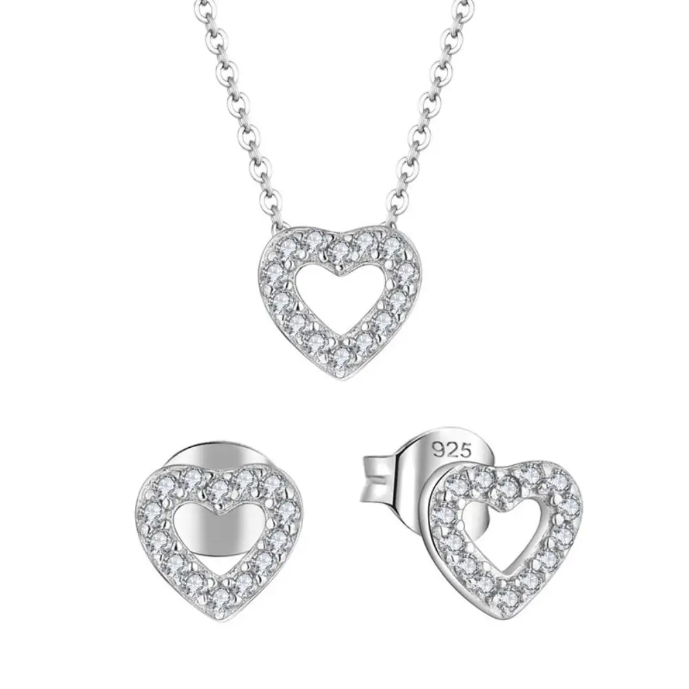 Heart Necklace Earring Jewelry Style China Wholesale 925 Silver Women Jewelry Set