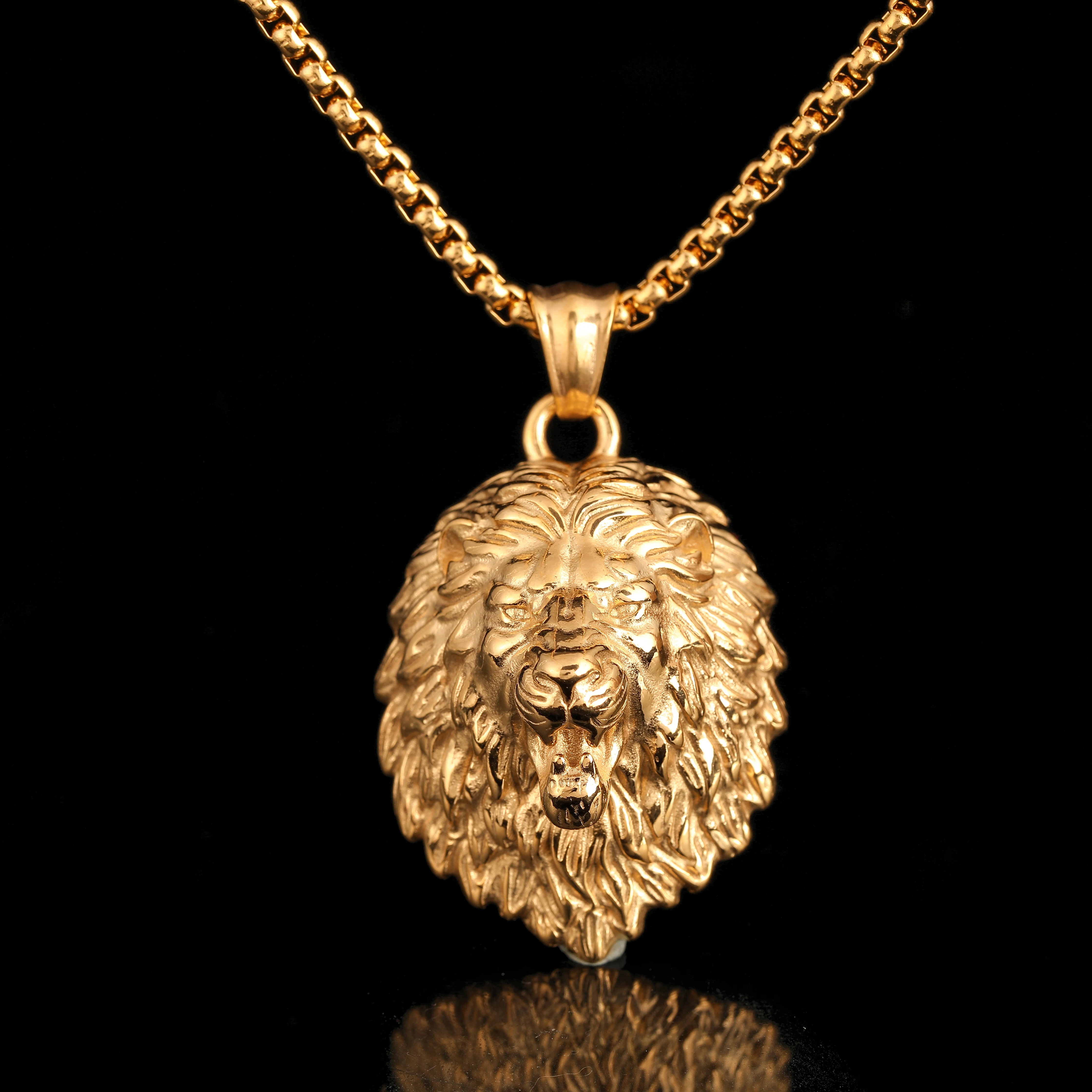 Lion King Pendant Stainless Steel Silver Men Charm Necklace Gothic Men Jewelry Lion Pendant Leo Horoscope Necklace