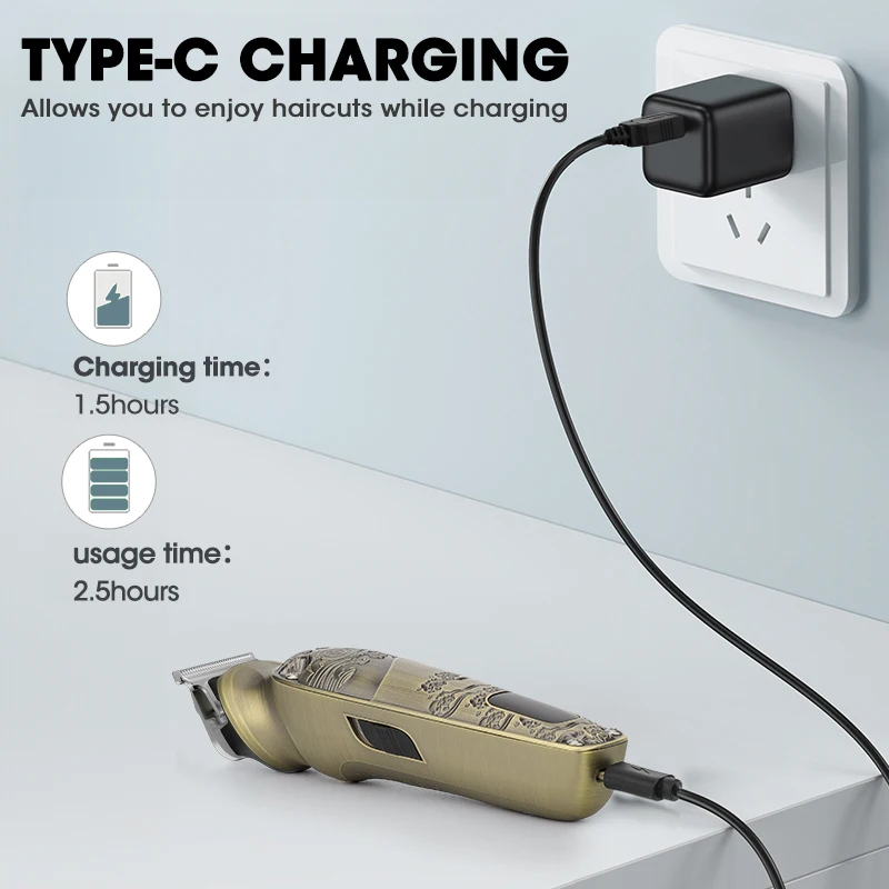 Lanumi 708 retro metal body multi grooming kit ipx6 waterproof 8-in-1 Men Grooming Kit LCD display beard hair trimmer With base