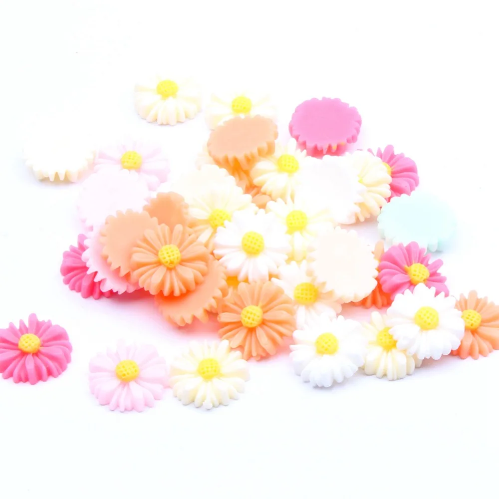 Cute Kawaii Craft Supplies DIY Sunflower Cabochon Charms Flatback Beads Daisy Flower Resin Charm for Phone Case Charm
