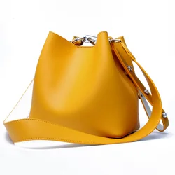 TS8036 2020 Fashion genuine leather shoulder bag manufacturer wholesale long strap handbag ladies anti-theft bucket bag