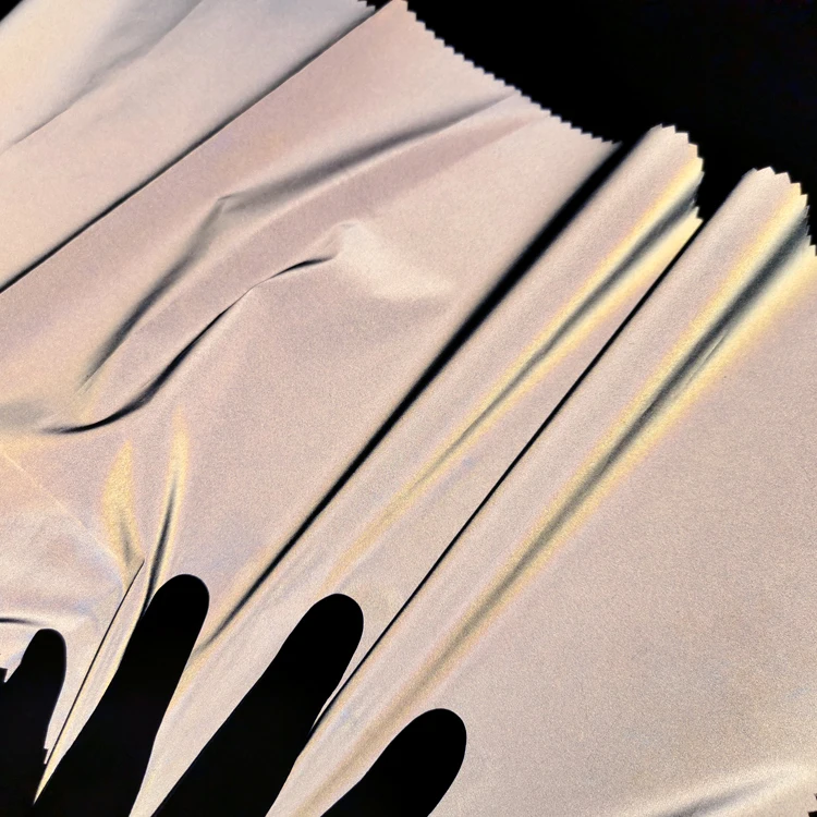 Best Sell Glitter Rainbow Fashion Fluorescent Retro Reflective Jacket Silver Fabric High Light Reflective jacket fabric