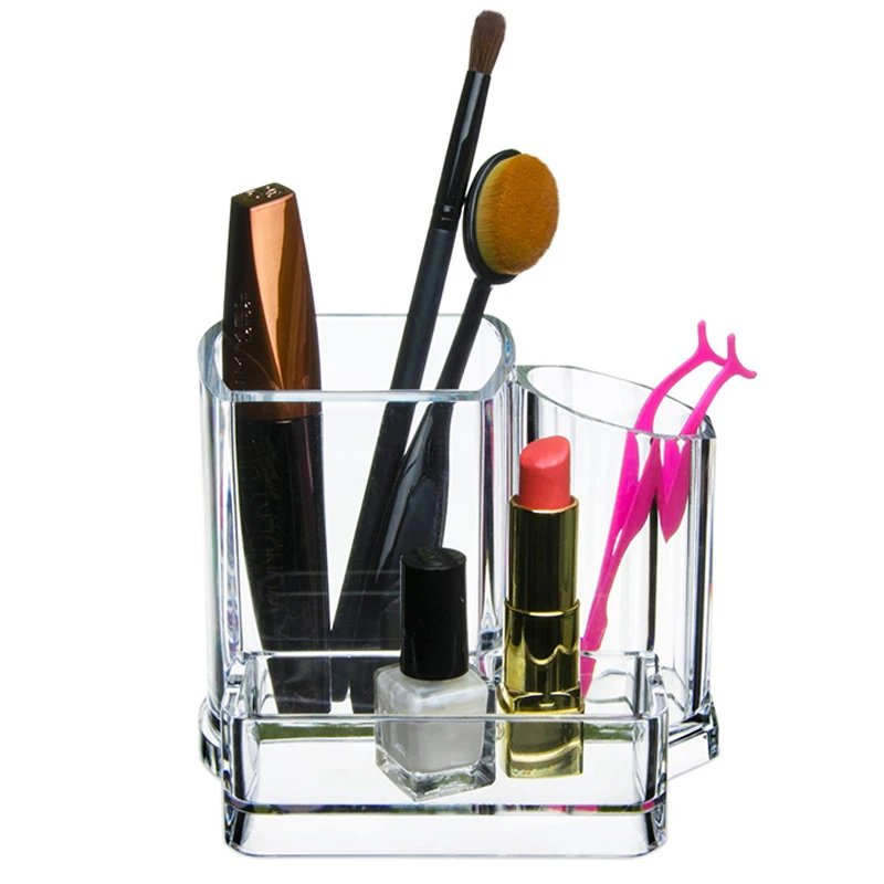 New design transparent acrylic makeup brush display holder skin care set display showcase stationery storage box on desktop