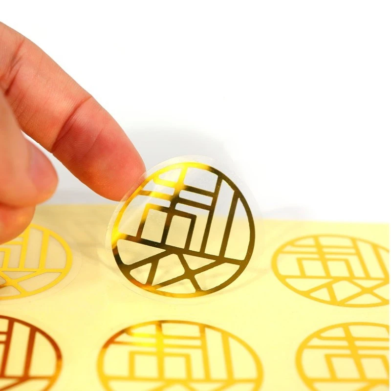 Custom Self Adhesive Printed Die Cut Sticker Clear Gold Foil Stickers Transparent Logo Label
