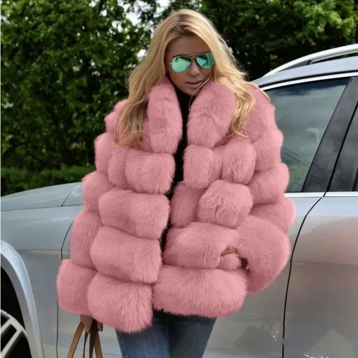 2024 female coat fox fur splicing