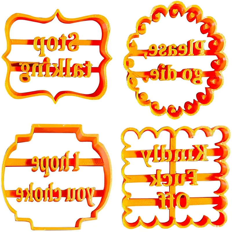 Plastic Cookie Molds With Good Wishes Fun and Irreverent Phrases Cookie Cutter For Baking Tools Biscuit Mold