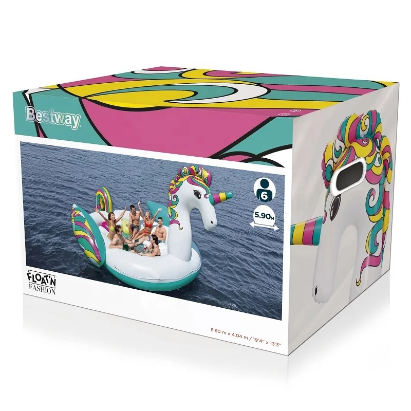 Bestway 43228 H2OGO! Swimming Pool Play Watersport Accessories Inflatable Unicorn Party Island Pool Floats Platforms