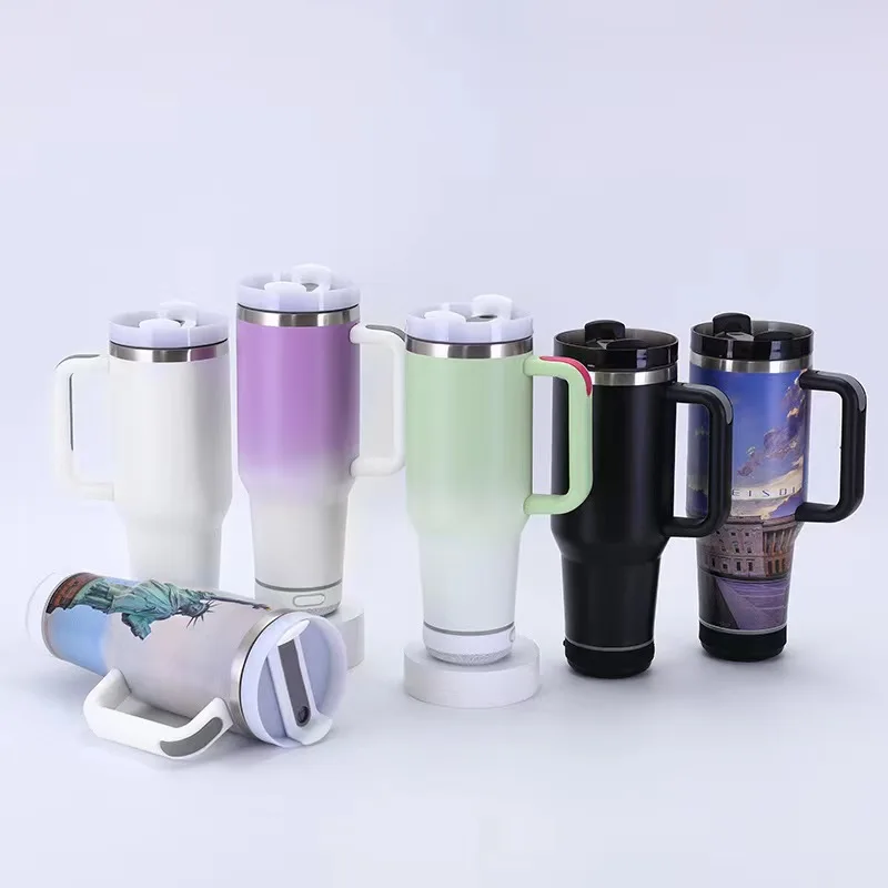 Outdoor Sport Blank Sublimation 40oz Speaker Music Coffee Beer Travel Tumbler Mug With Handle