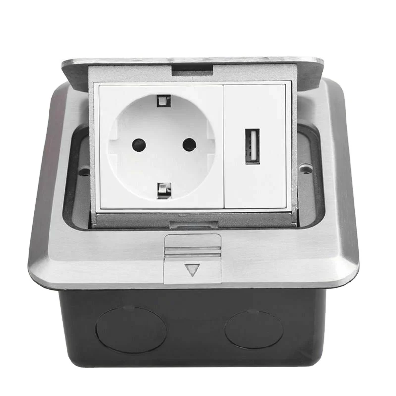 iGERCN brand floor power box  Pop Up Floor Power Outlet EU Russia Spain Socket with 5V 1A USB Charging Port