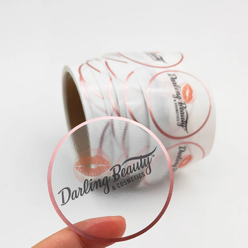 Custom Printing Packaging Label Holographic UV Vinyl Paper Adhesive Gold Foil Logo Sticker Roll Cosmetic Hologram Stickers Label