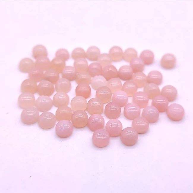 6mm Round Natural Pink Opal  Precious  Plain Back  Cabochon