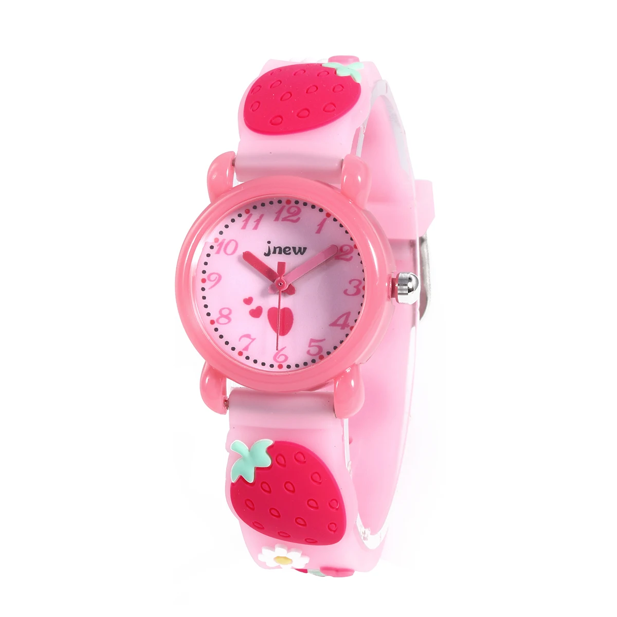 Bling Pink Strawberries Waterproof Kids Wrist Watch Cartoon Kids Quartz Watch For Girls