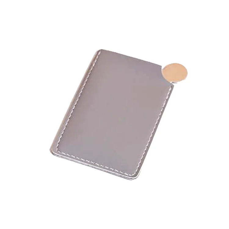 Handheld Cosmetic Stainless Steel PU Leather Pocket Size Mirror Name Card Mini Metal Resistant Mirror