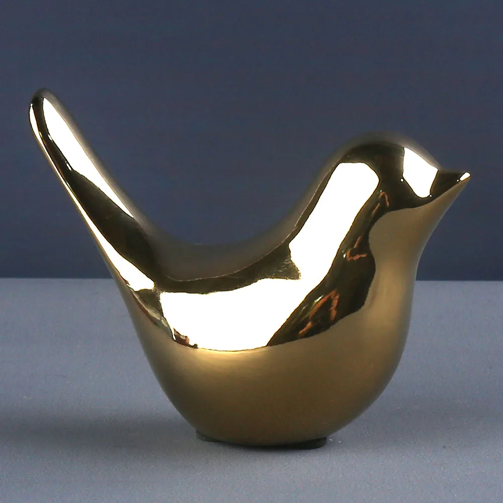 Elegant Graceful Luxury Ceramic Porcelain Home Decor Ornament Gold Bird