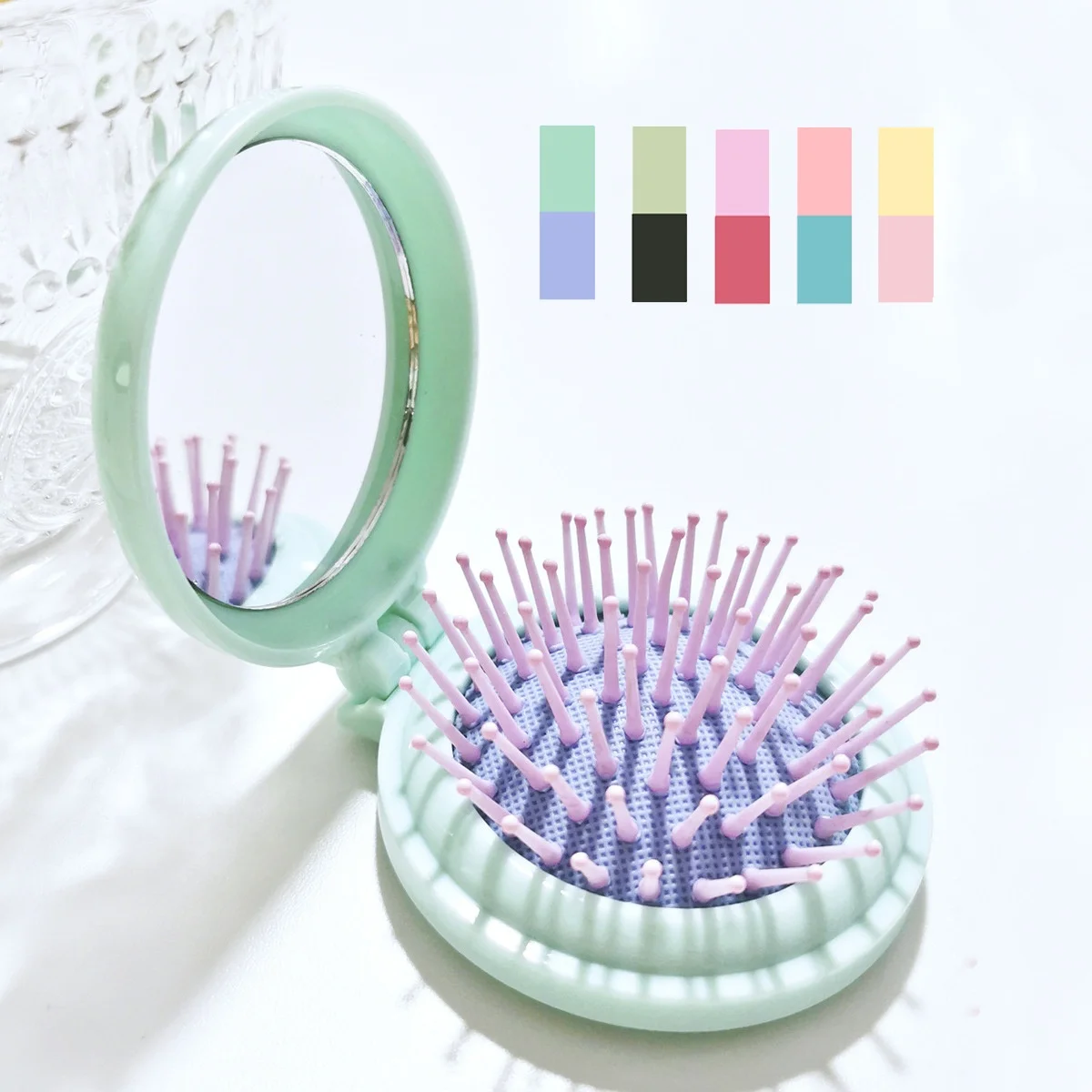 Folding Comb Portable Plastic Airbag Custom LOGO Hair Brush Cute Pocket Pop-Up Travel Detangl Hair Brush