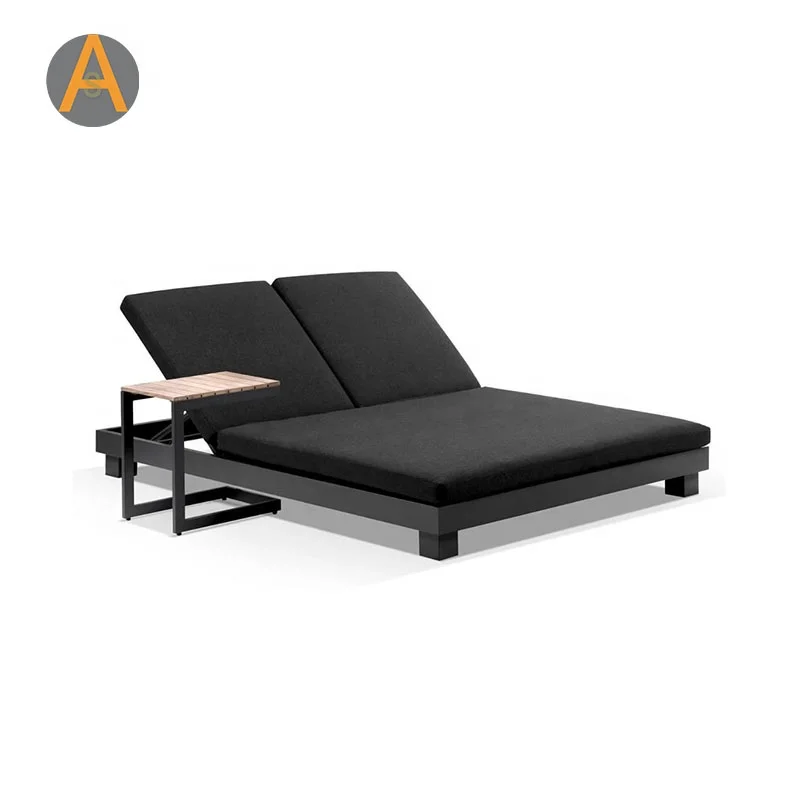 All weather outdoor garden furniture balcony sun lounger chair aluminum sunbed for hotel