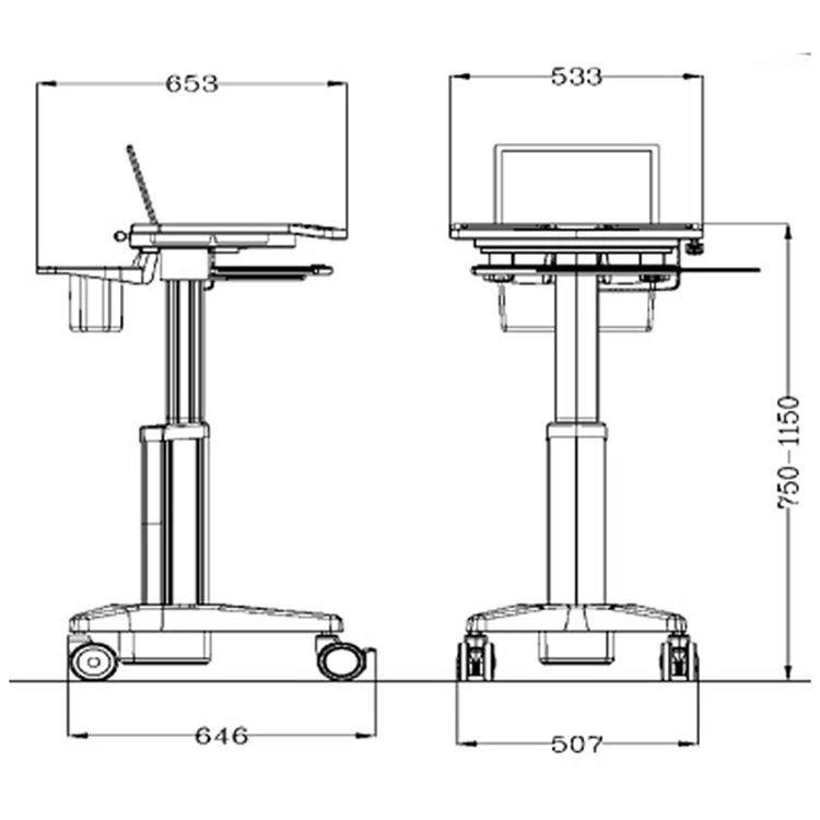 Medical Trolley  Computer Laptop Cart