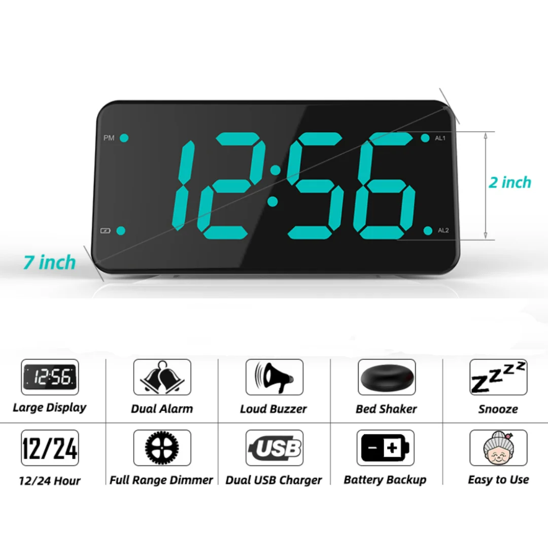Vibrating Pillow Alarm Clock with Vibro Pad Deaf Clock Vibration Wekker Klok Clock Alarm Vibrate Deaf for The Deafs And Elderly