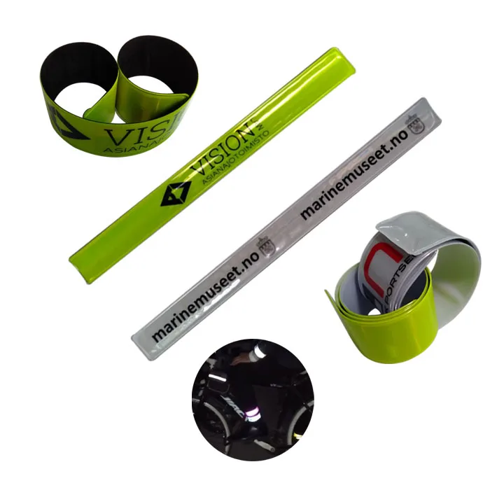 wholesale hi vis pvc slap bracelet reflective sport wristband reflecting armband snap band for advertising outdoor bike cycling