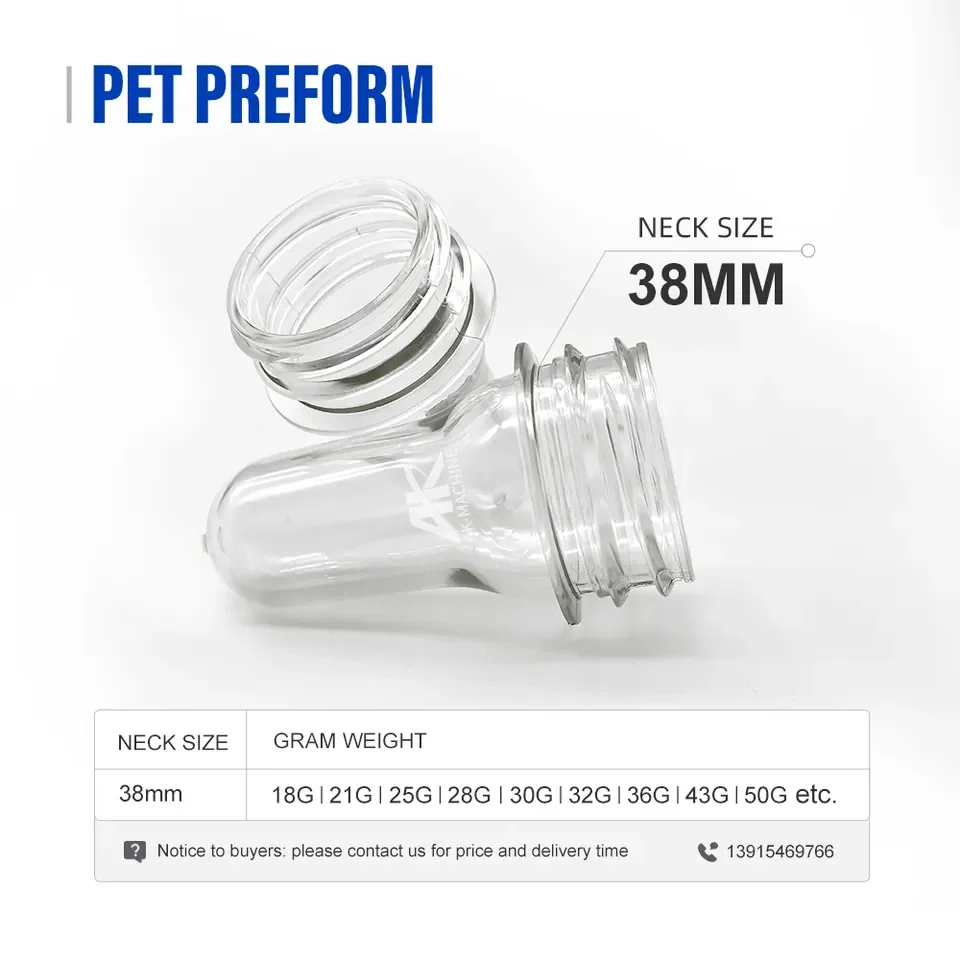Best Price 38mm Pet Plastic Bottle Preforms Mineral Water Juice Beverage Bottles Making