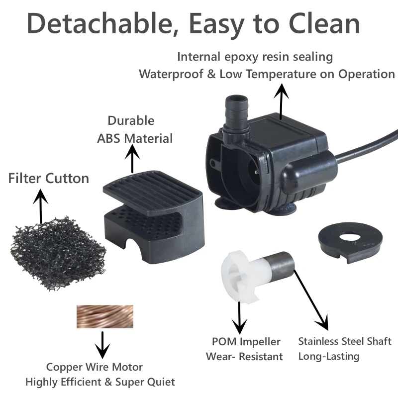 DC5V/12V 3W Fountain Water Pumps Mini Submersible Dc Motor Water Pump Small Hydroponic Pump Aquarium Fountain Water Pump