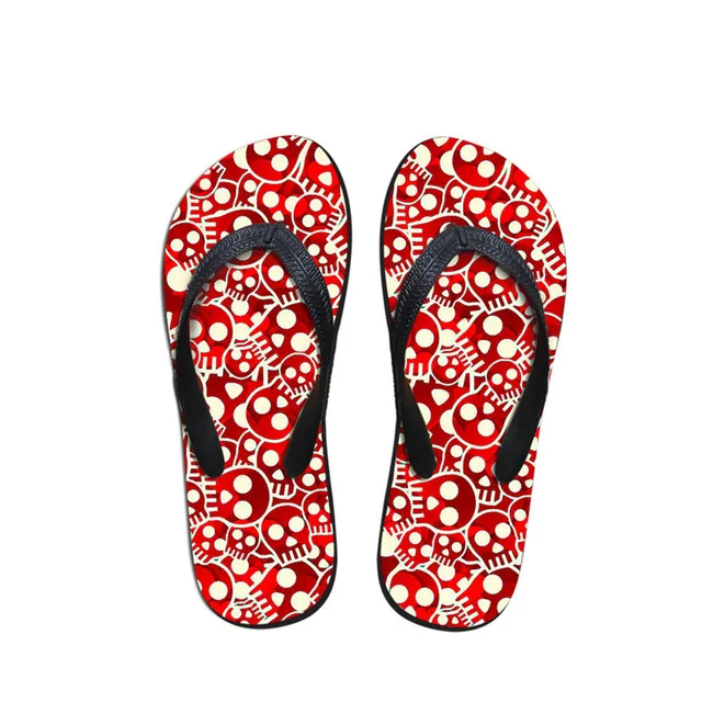 Skull Rose Design Women Summer Flip Flops Non-slip Casual Slippers Woman lady Fashion Beach Flipflops Mujer 2019