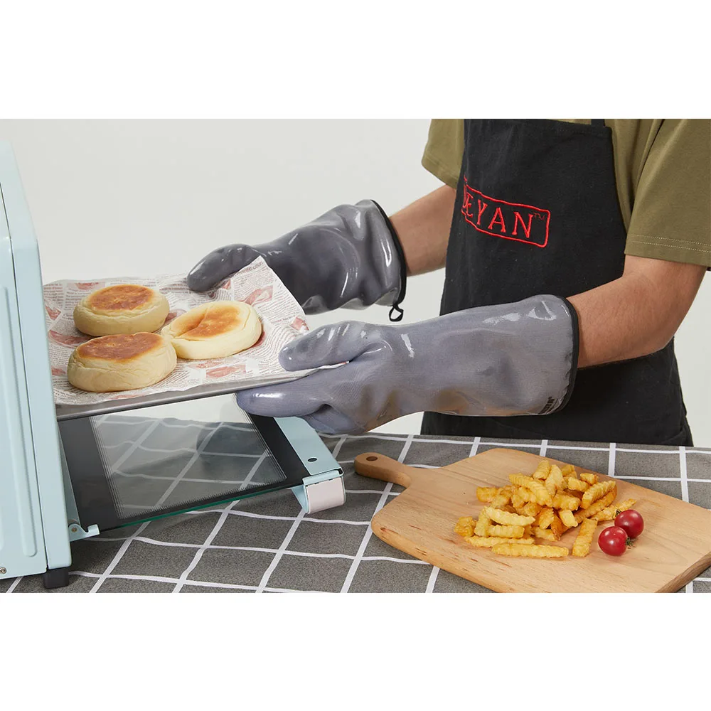 Wholesale Food Grade Liquid Silicone Microwave Baking Oven BBQ Grills Mitt Anti-Cutting Cut Heat Resistant Proof Safety Gloves